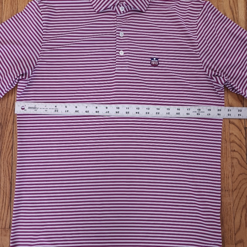 Houlderness And Bourne Mens Striped Golf Polo Size Small Pink White Tailord Fit - Picture 4 of 6